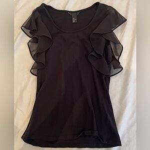 H&M Elegant Black Ruffle Sleeve Top size small